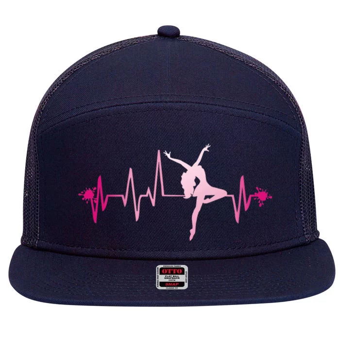 Dance Girl Heart Beat Gift Dancing Dancer Ballet Gift 7 Panel Mesh Trucker Snapback Hat