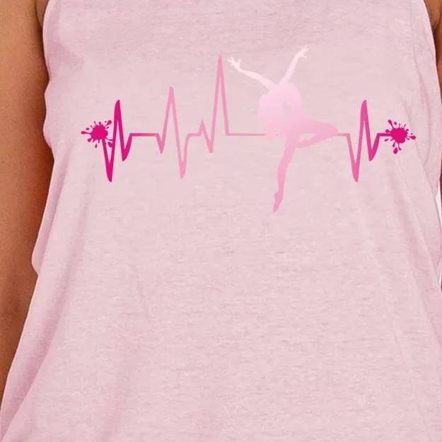 Dance Girl Heart Beat Gift Dancing Dancer Ballet Gift Women's Knotted Racerback Tank