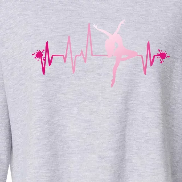 Dance Girl Heart Beat Gift Dancing Dancer Ballet Gift Cropped Pullover Crew