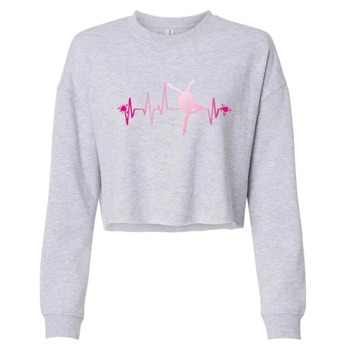 Dance Girl Heart Beat Gift Dancing Dancer Ballet Gift Cropped Pullover Crew