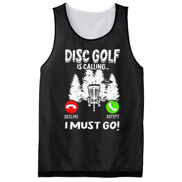 Disc Golf Is Calling... I Must Go Basket Discs Disc Golfing Mesh Reversible Basketball Jersey Tank