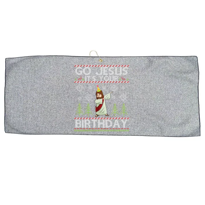 Dabbing Go Jesus Its Your Birthday Merry Christmas Day Large Microfiber Waffle Golf Towel