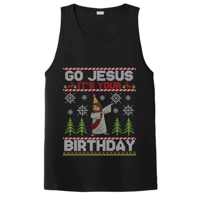 Dabbing Go Jesus It Is Your Birthday Merry Christmas Performance Tank