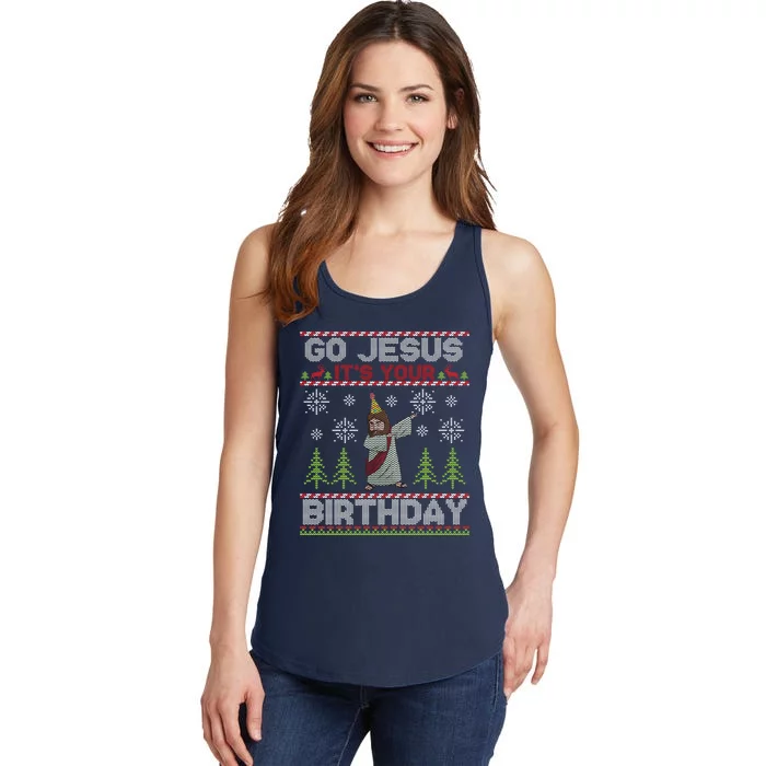 Dabbing Go Jesus It Is Your Birthday Merry Christmas Ladies Essential Tank