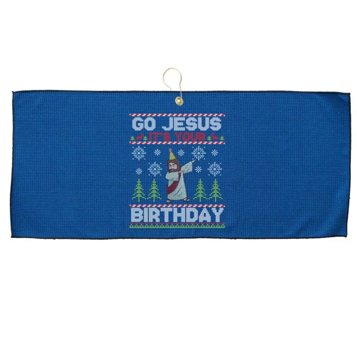 Dabbing Go Jesus It Is Your Birthday Merry Christmas Large Microfiber Waffle Golf Towel