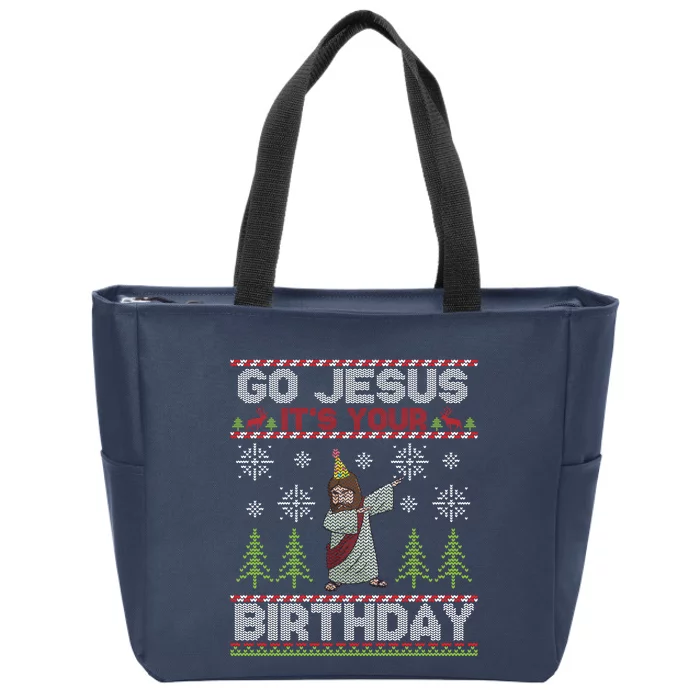 Dabbing Go Jesus It Is Your Birthday Merry Christmas Zip Tote Bag