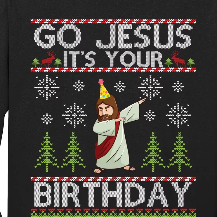 Dabbing Go Jesus ItS Your Birthday Merry Christmas Day Long Sleeve Shirt