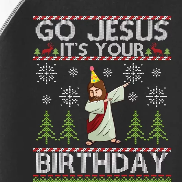 Dabbing Go Jesus ItS Your Birthday Merry Christmas Day Toddler Fine Jersey T-Shirt