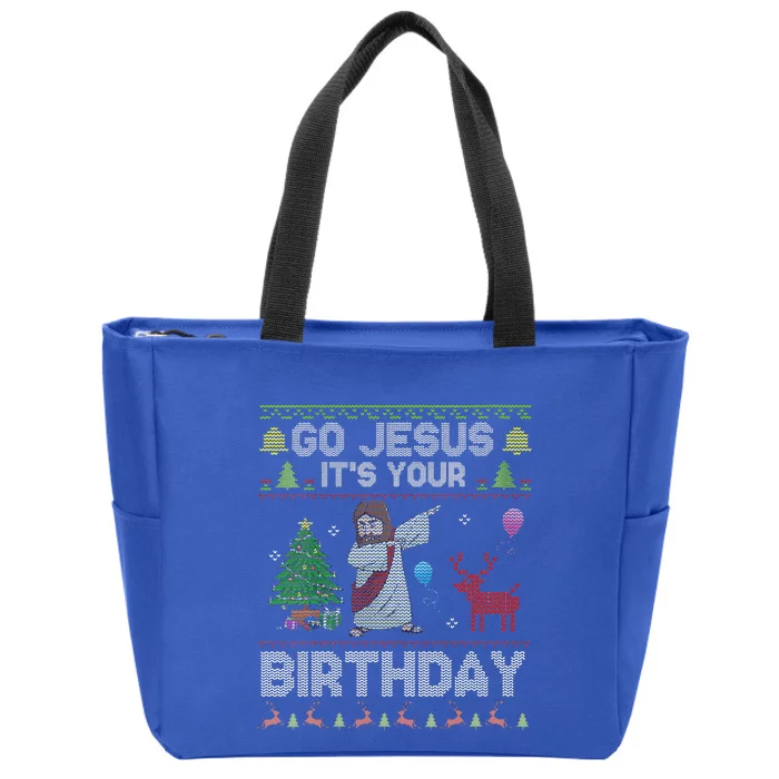 Dabbing Go Jesus Its Your Birthday Merry Christmas Day Zip Tote Bag