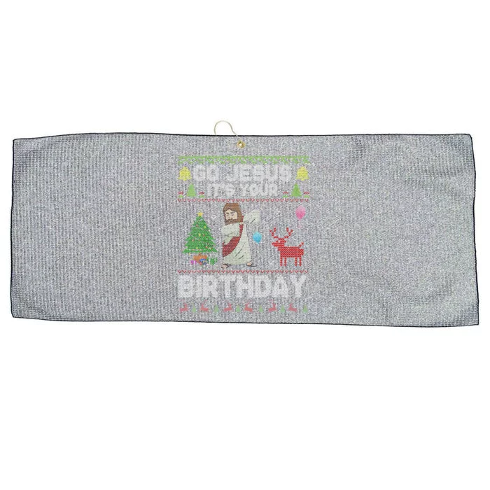 Dabbing Go Jesus Its Your Birthday Merry Christmas Day Large Microfiber Waffle Golf Towel