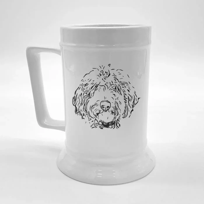 Doodles Goldendoodle Labradoodle Line Drawing Gift Front & Back Beer Stein