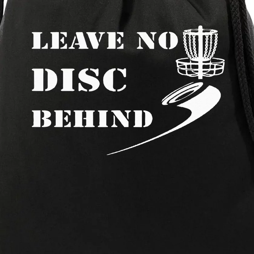 Disc Golf Leave No Disc Behind White II Drawstring Bag