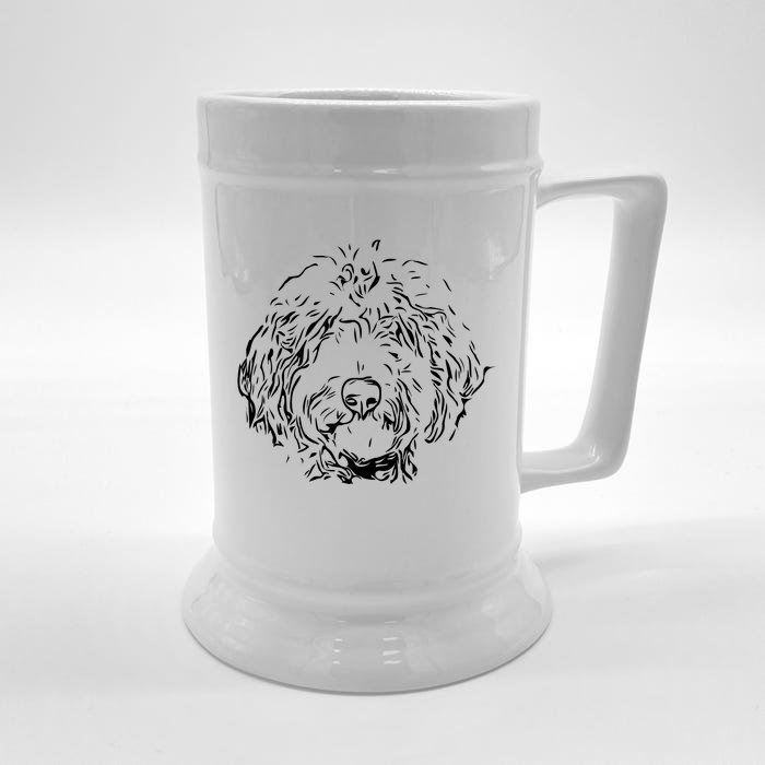 Doodles Goldendoodle Labradoodle Line Drawing Gift Front & Back Beer Stein