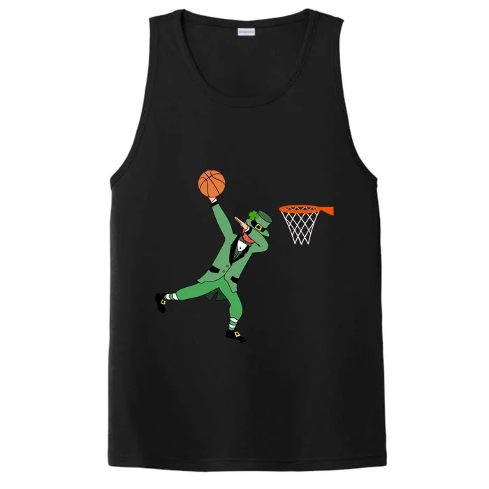 Dunking Green Leprechaun Basketball St Patricks Day Gift Great Gift Performance Tank