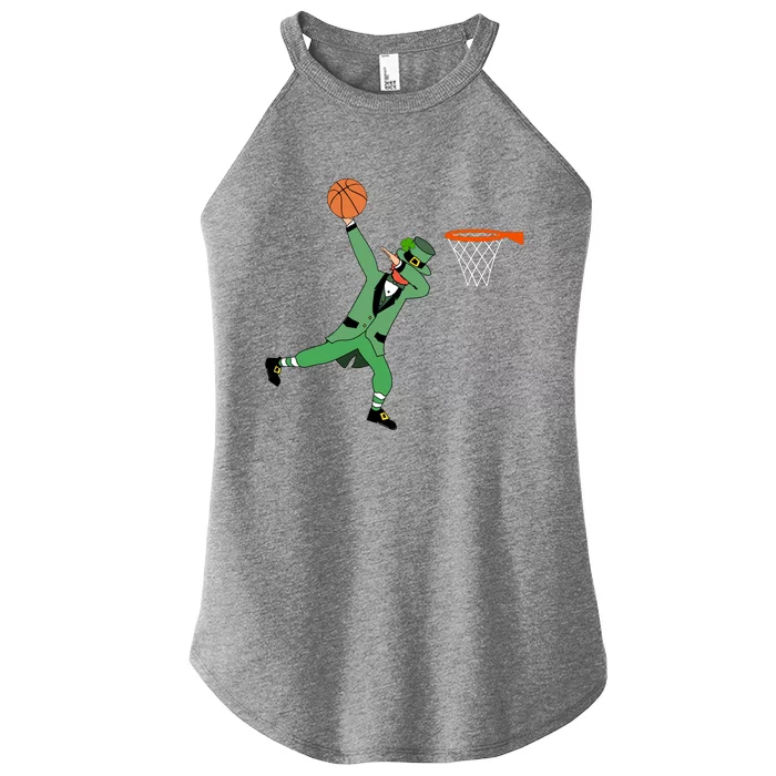 Dunking Green Leprechaun Basketball St Patricks Day Gift Great Gift Women’s Perfect Tri Rocker Tank