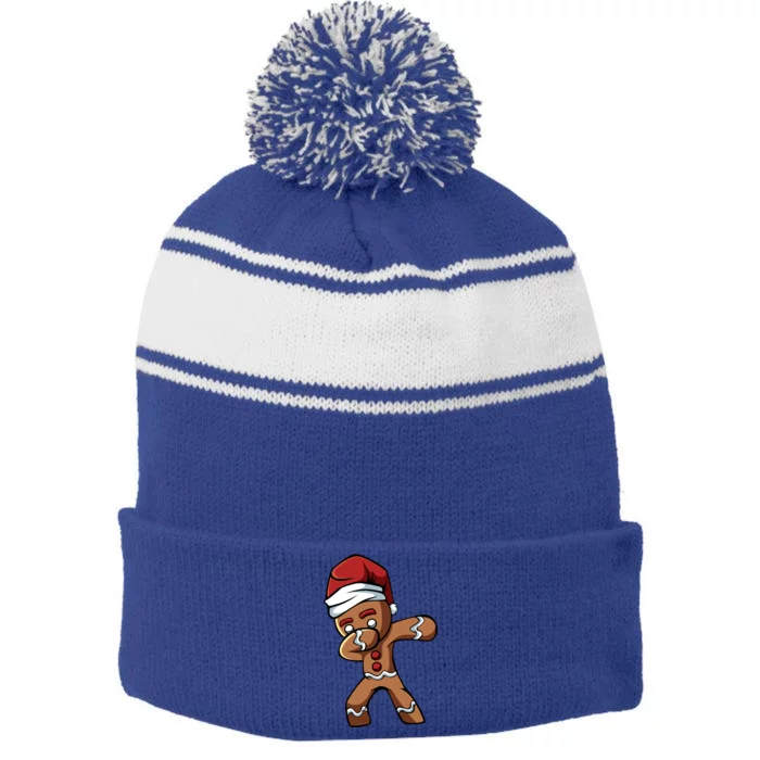 Dabbing Gingerbread Merry Christmas Ginger Cloves Bakery Gift Stripe Pom Pom Beanie