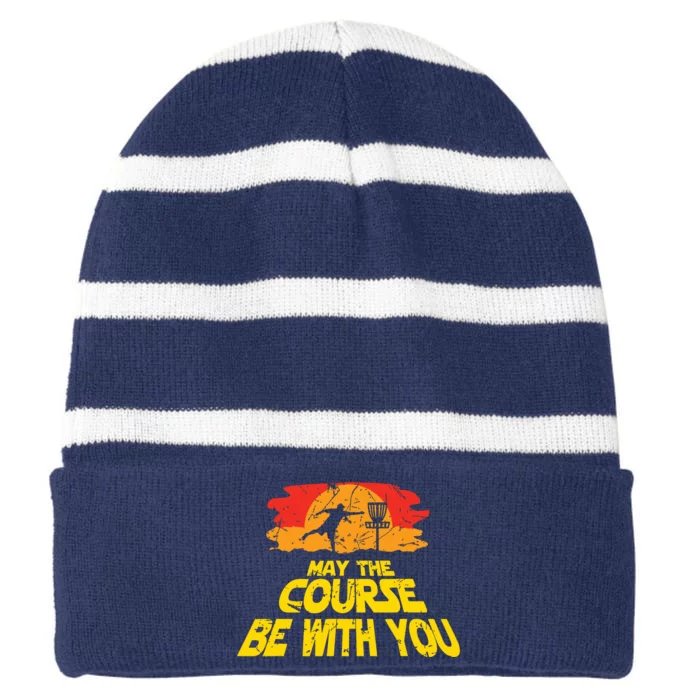 Disc Golf May The Course Be With You Trendy Golf Striped Beanie with Solid Band