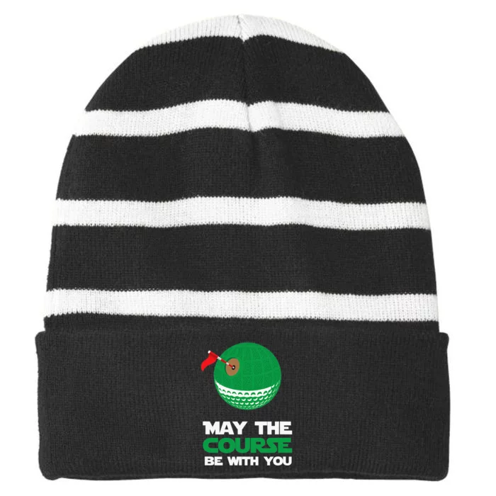 Disc Golf May The Course Be With You Striped Beanie with Solid Band