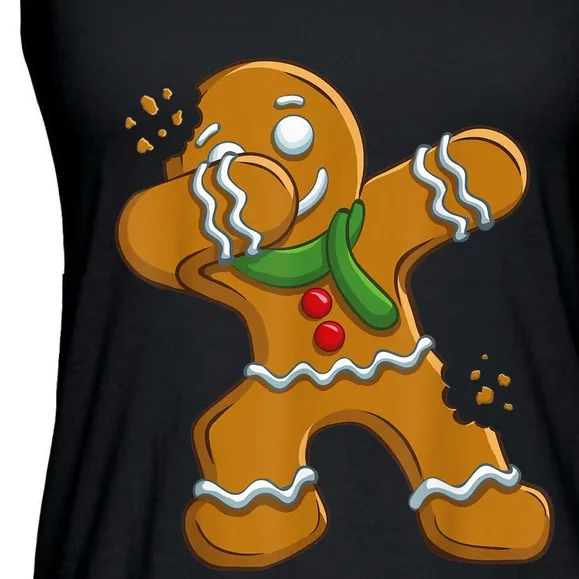 Dabbing Gingerbread Man Shirt Dab Gift Funny Christmas Ladies Essential Flowy Tank