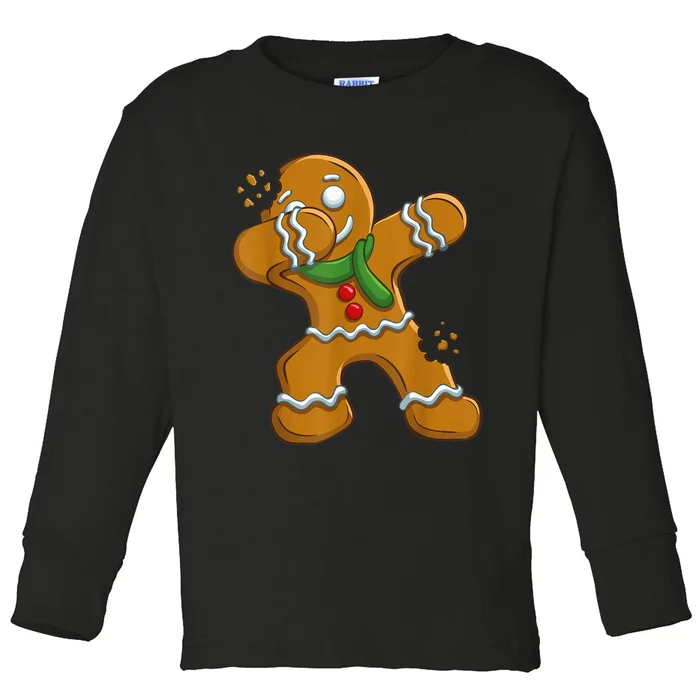 Dabbing Gingerbread Man Shirt Dab Gift Funny Christmas Toddler Long Sleeve Shirt