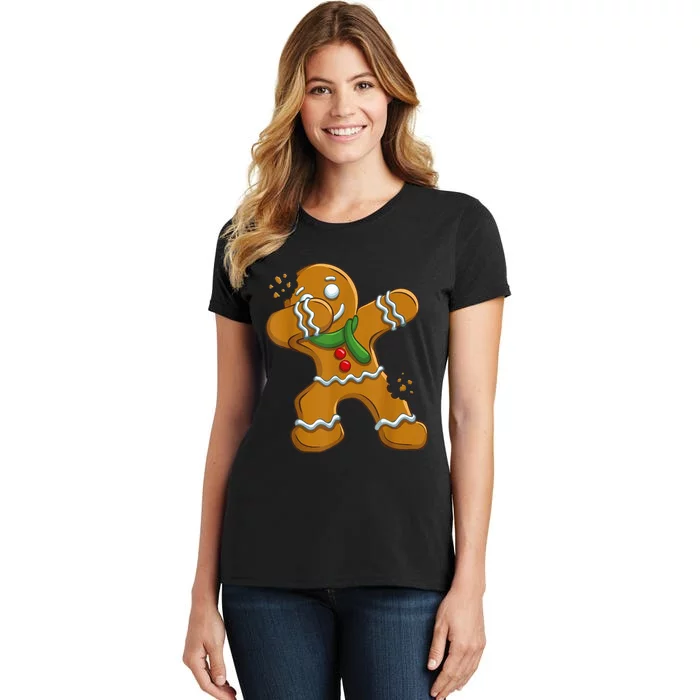 Dabbing Gingerbread Man Shirt Dab Gift Funny Christmas Women's T-Shirt