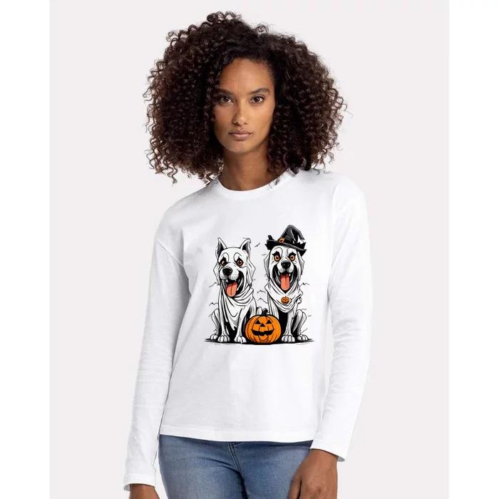 Dog Ghost Mummy Dog Lover Matching Family Gift Funny Halloween Womens Cotton Relaxed Long Sleeve T-Shirt