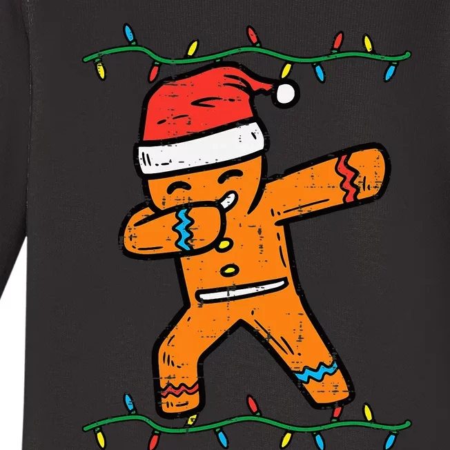 Dabbing Gingerbread Man Cookie Christmas Baby Long Sleeve Bodysuit