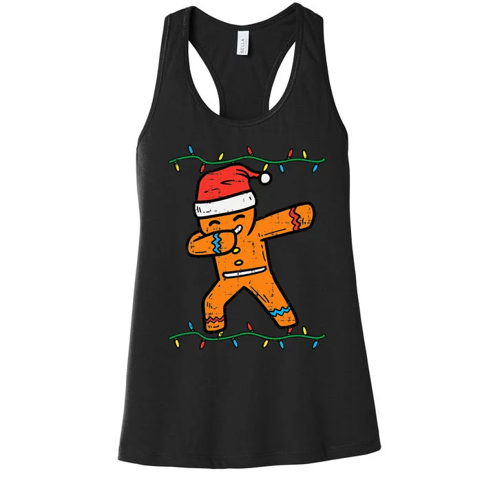 Dabbing Gingerbread Man Cookie Christmas Women's Racerback Tank