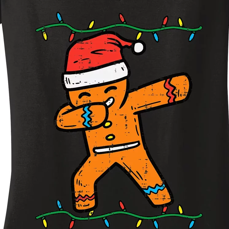 Dabbing Gingerbread Man Cookie Christmas Women's V-Neck T-Shirt