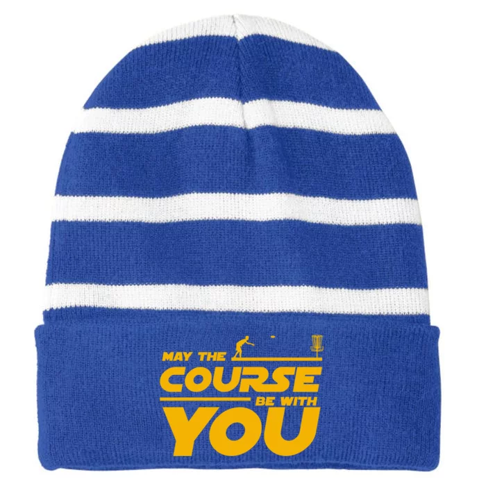 Disc Golf May The Course Be With You Frisbee Golf Gift Striped Beanie with Solid Band