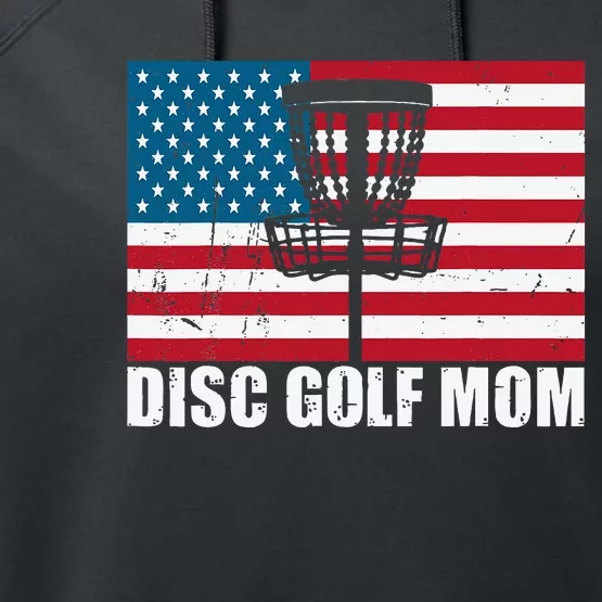 Disc Golf Mom Usa American Flag Mothers Day Gift 4th Of July Performance Fleece Hoodie