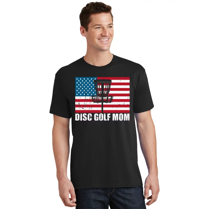 Disc Golf Mom Usa American Flag Mothers Day Gift 4th Of July T-Shirt