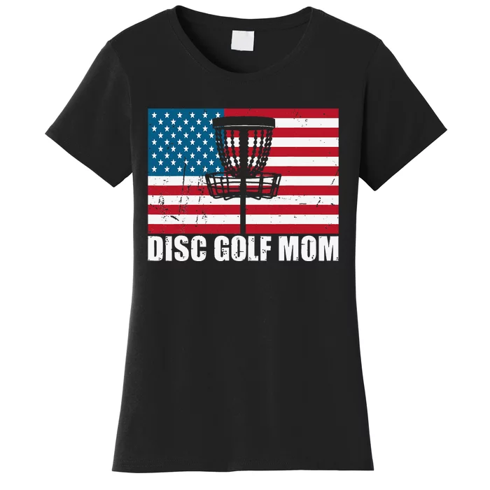 Disc Golf Mom Usa American Flag Mothers Day Gift 4th Of July Women's T-Shirt