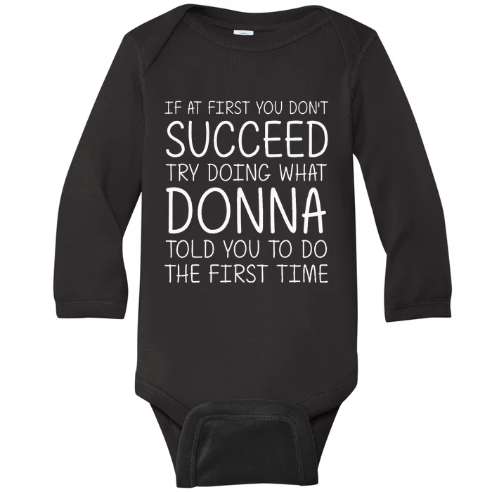 Donna Gift Name Personalized Birthday Funny Christmas Joke Baby Long Sleeve Bodysuit