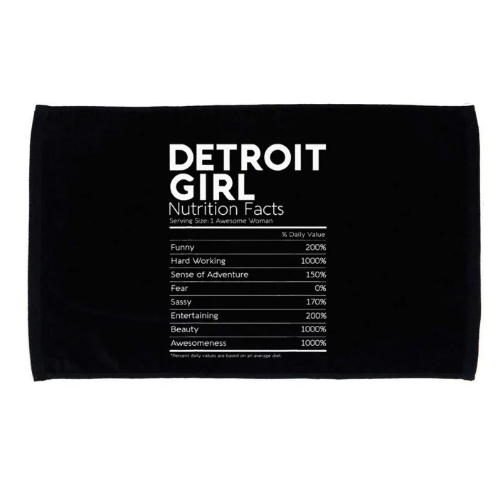 Detroit Girl Nutrition Facts Michigan Women Girl Funny Home Microfiber Hand Towel