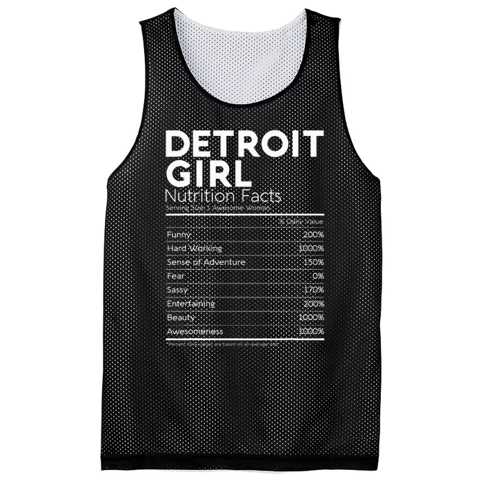 Detroit Girl Nutrition Facts Michigan Women Girl Mesh Reversible Basketball Jersey Tank