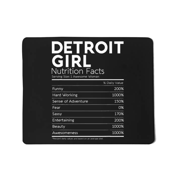 Detroit Girl Nutrition Facts Michigan Women Girl Mousepad