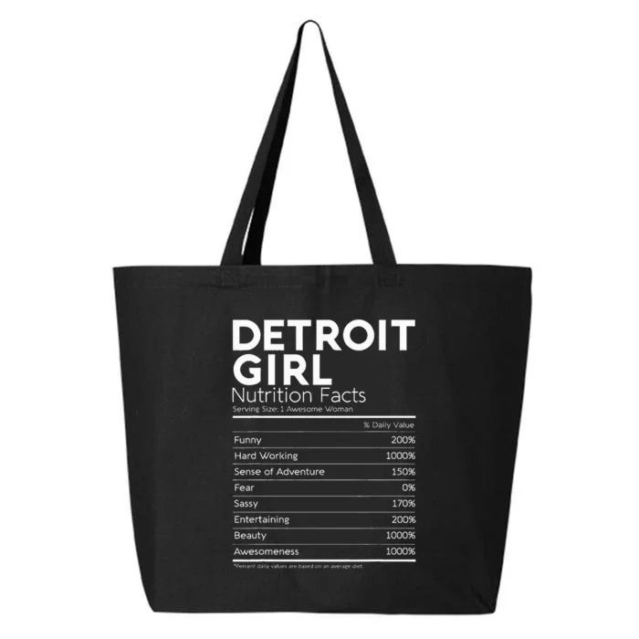 Detroit Girl Nutrition Facts Michigan Women Girl 25L Jumbo Tote