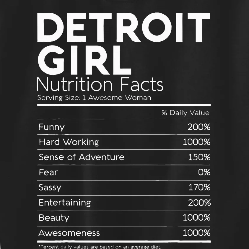 Detroit Girl Nutrition Facts Michigan Women Girl Kids Sweatshirt