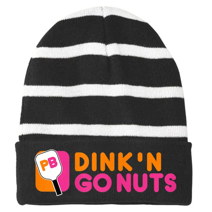 Dink'n Go Nuts Pickleball Paddle TShirt Striped Beanie with Solid Band