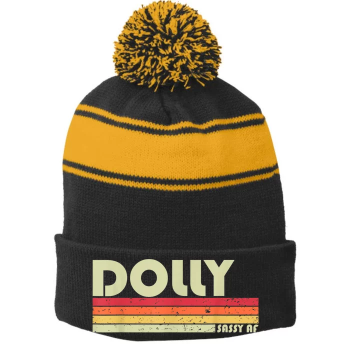 DOLLY Gift Name Personalized Retro Vintage 80s 90s Birthday Vintage Retro 80s 90s Country Music Stripe Pom Pom Beanie