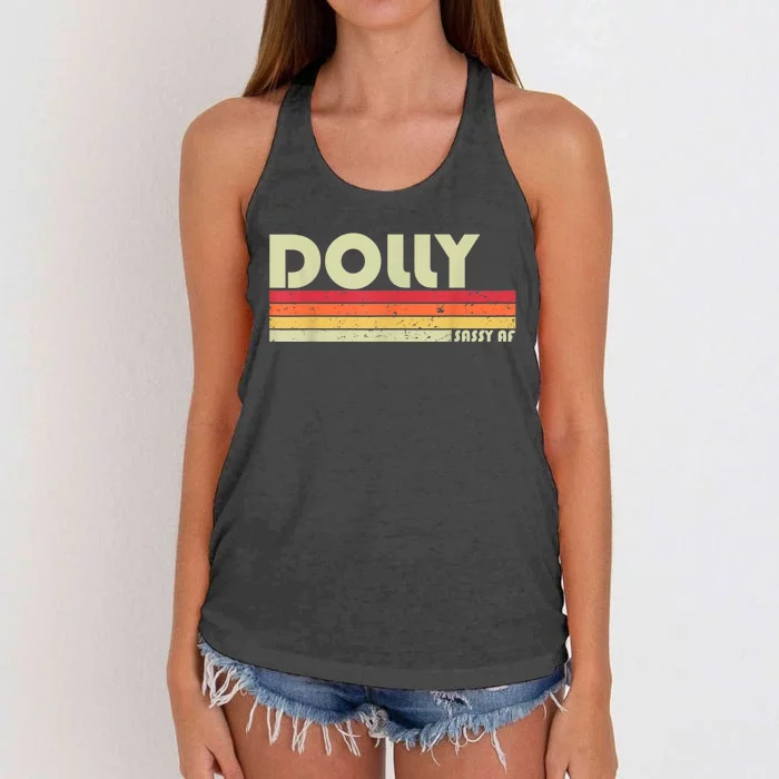 DOLLY Gift Name Personalized Retro Vintage 80s 90s Birthday Vintage Retro 80s 90s Country Music Women's Knotted Racerback Tank