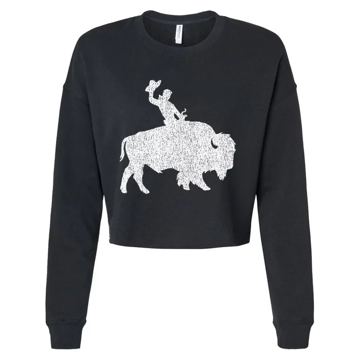 Distressed Guy On A Buffalo Cropped Pullover Crew