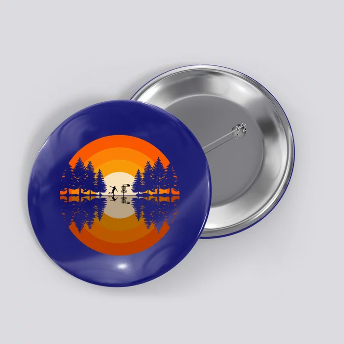 Disc Golfer Player Silhouette Forest Frolf Frisbee Golf Meaningful Gift Button