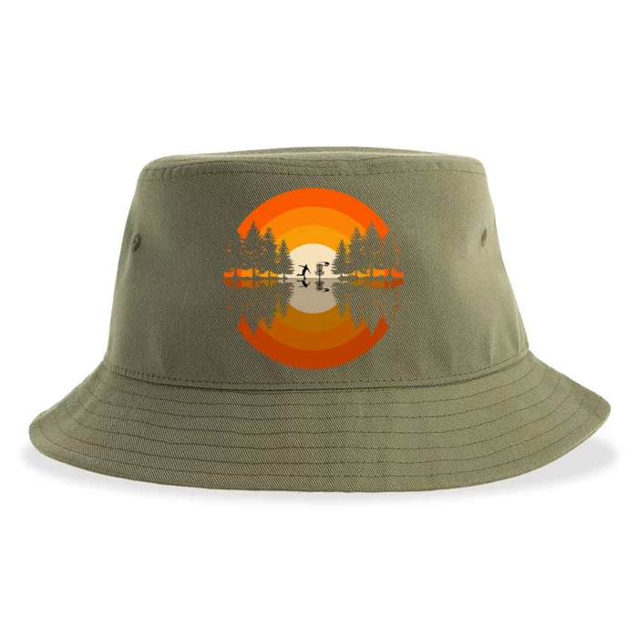 Disc Golfer Player Silhouette Forest Frolf Frisbee Golf Meaningful Gift Sustainable Bucket Hat