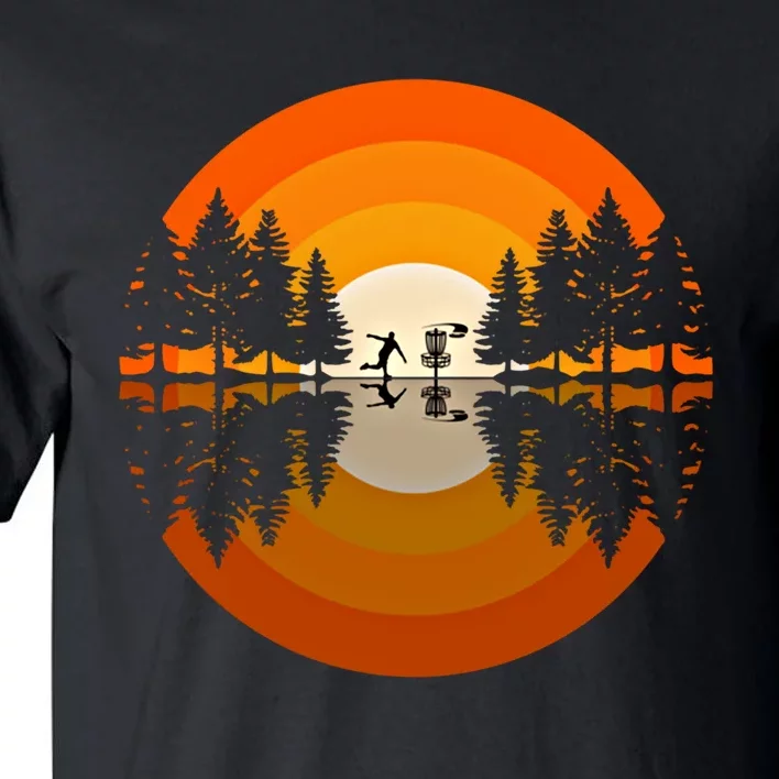 Disc Golfer Player Silhouette Forest Frolf Frisbee Golf Gift Tall T-Shirt