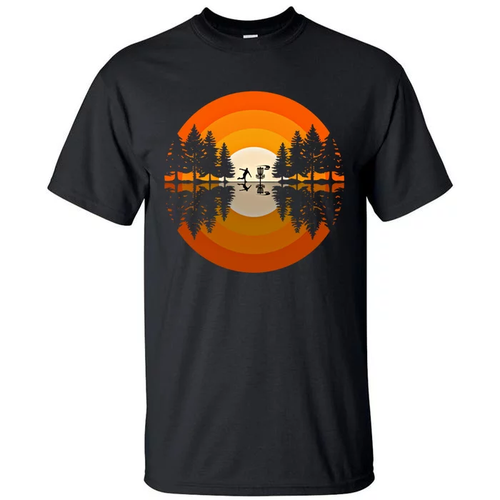 Disc Golfer Player Silhouette Forest Frolf Frisbee Golf Gift Tall T-Shirt