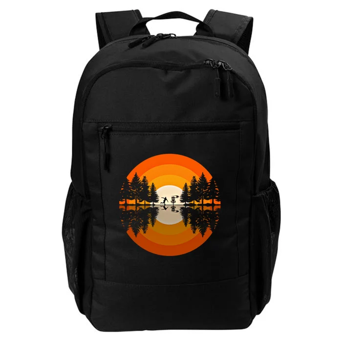 Disc Golfer Player Silhouette Forest Frolf Frisbee Golf Gift Daily Commute Backpack