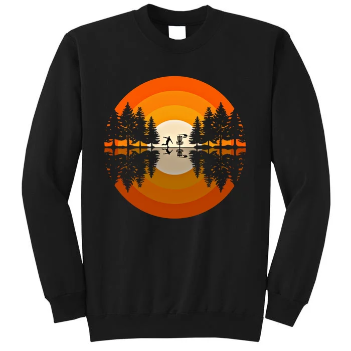 Disc Golfer Player Silhouette Forest Frolf Frisbee Golf Gift Tall Sweatshirt