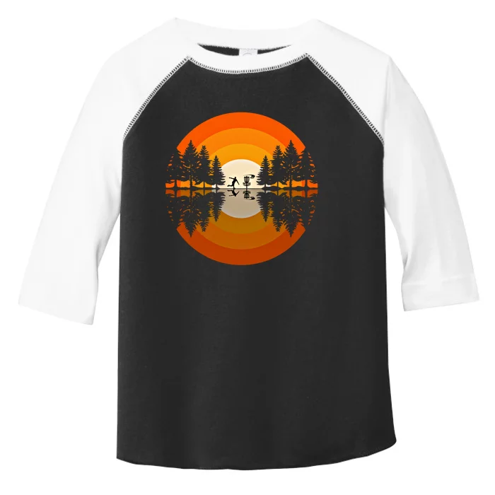 Disc Golfer Player Silhouette Forest Frolf Frisbee Golf Gift Toddler Fine Jersey T-Shirt